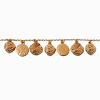 Gold-tone Textured Swirl Coin Charm Bracelet