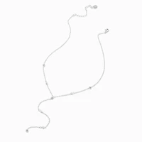 Silver-tone Cubic Zirconia Dainty Confetti Y-Neck Necklace