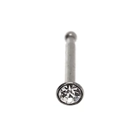 20G Silver-tone Stainless Steel Crystal Nose Stud