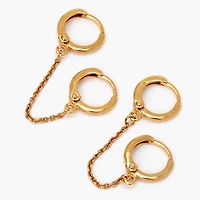 C LUXE by Claire's 18kt Gold Plated 10mm Connector Chain Hoop Earrings
