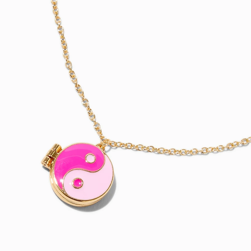 Pink Yin Yang Locket Pendant Necklace