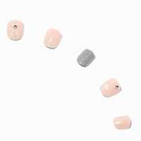 Claire's Club Glitter Gemstone Bow Press On Vegan Faux Nail Set - 10 Pack