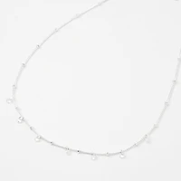 Silver-tone Cubic Zirconia Confetti Beaded Choker Necklace