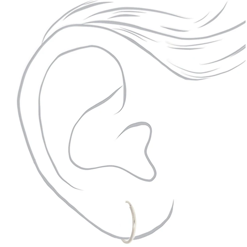C LUXE by Claire's Silver-tone Titanium 10mm Sleek Hoop Earrings