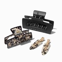 Black & Tortoiseshell Hair Clip Set - 4 Pack