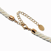 Gold-tone Heart Pendant Twisted Chunky Rope Choker Necklace