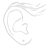 Silver-tone Cubic Zirconia 2mm Round Stud Earrings