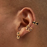 Gold-tone Ball & Crystal Ear Cuff Earring Stackables Set - 5 Pack