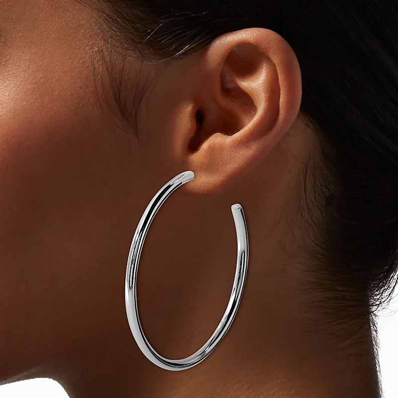 Silver-tone Oversized 70mm Hoop Earrings