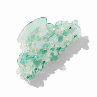 Blue Crystal Flower Hair Claw