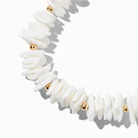 White Stacked Shell Stretch Bracelet