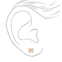 Gold-tone Cubic Zirconia Butterfly Stud Earrings