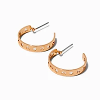 Gold-tone Moon & Stars Cut-Out Half Hoop Earrings