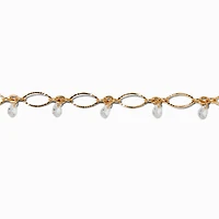 Gold-tone Delicate Oval Cubic Zirconia Chain Bracelet