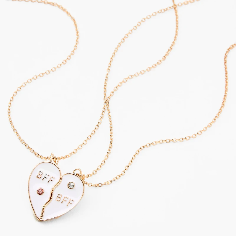 Best Friends White Split Heart Pendant Necklaces - 2 Pack