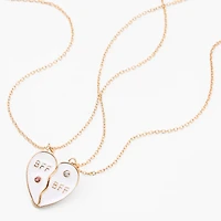 Best Friends White Split Heart Pendant Necklaces - 2 Pack