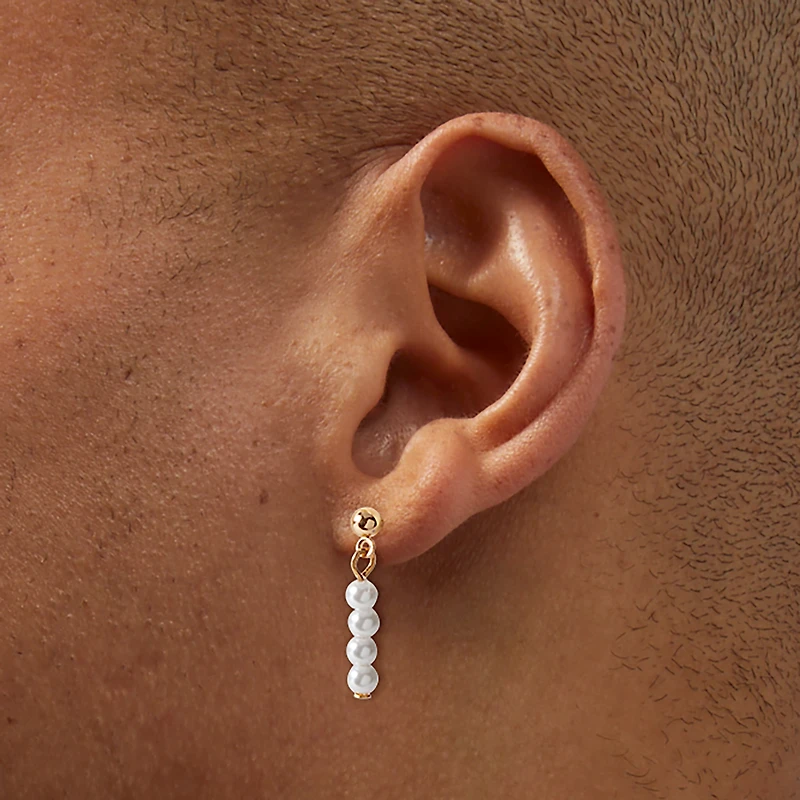 Gold-tone Pearl Micro Drop Earrings