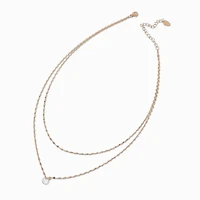 Gold-tone Cubic Zirconia Disc Multi-Strand Necklace