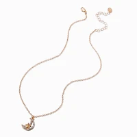 Gold-tone Crystal Moon & Star Pendant Necklace