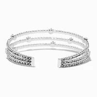 Rhinestone Triple-Row Cuff Bracelet