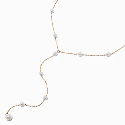 Gold-tone Pearl Confetti Y-Neck Chain Necklace