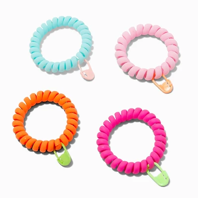 Rainbow Charm Spiral Hair Ties - 4 Pack