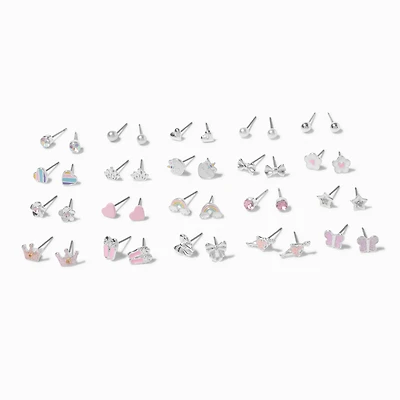Silver-tone Ballet Stud Earrings - 20 Pack