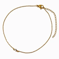 Gold-tone Stainless Steel Single Crystal Chain Anklet