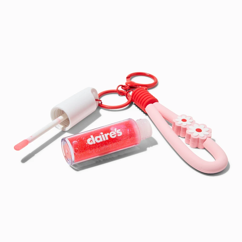 Red Daisy Lip Gloss Keychain