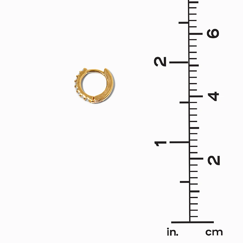 C LUXE by Claire's 18kt Gold Plated Pavé 8mm Cubic Zirconia Clicker Hoop Earrings