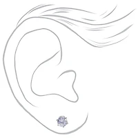 Silver-tone Cubic Zirconia 3mm, 4mm, & 5mm Round Stud Earrings - 3 Pack