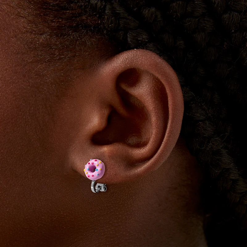 Frosted Donuts Clip-On Stud Earrings - 6 Pack