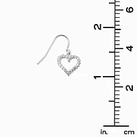 Silver-tone Cubic Zirconia Heart 0.5" Drop Earrings