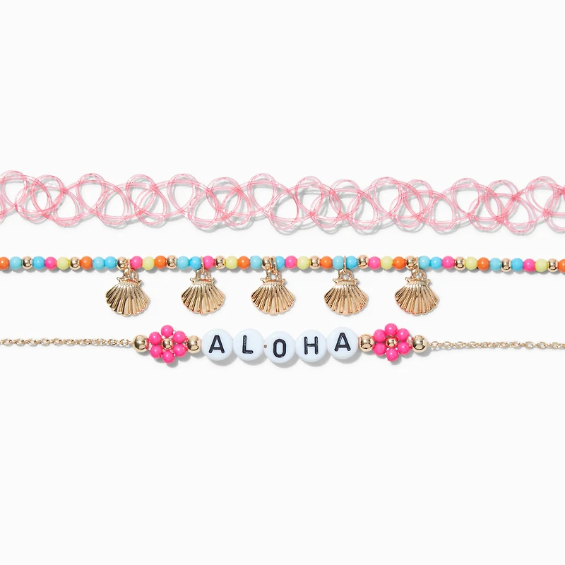 Aloha Beaded Choker Necklaces - 3 Pack
