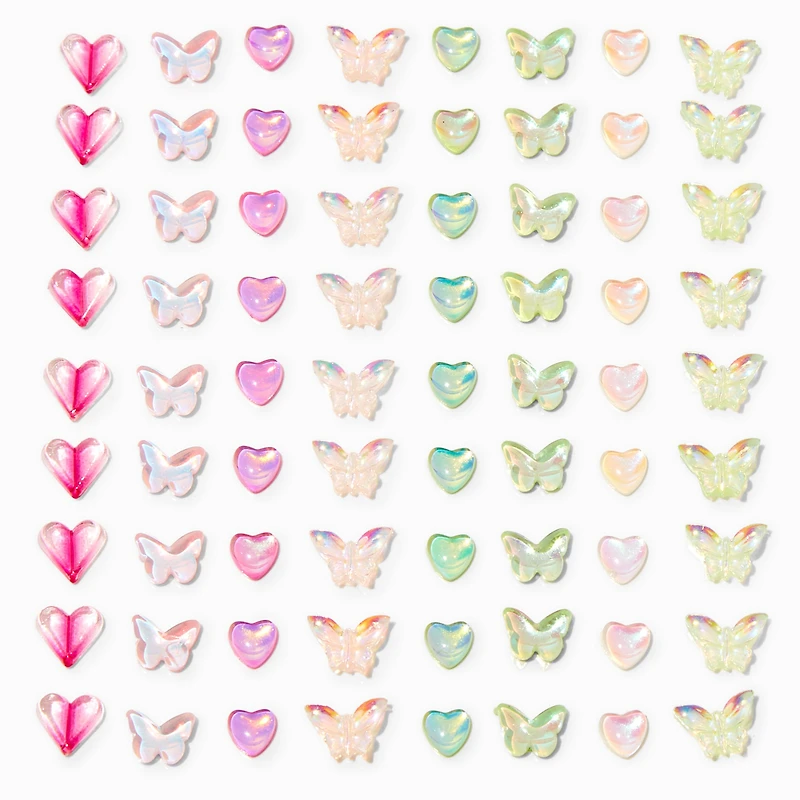 Rainbow Assorted Butterfly Hair Gems - 80 Pack