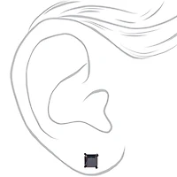 Black Cubic Zirconia 7mm Square Stud Earrings