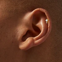 Gold-tone Titanium Opal 18G Stud Flat Back Cartilage Earrings - 3 Pack