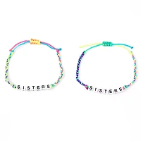 Neon Rainbow Sister Adjustable Braided Bracelets - 2 Pack