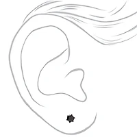 Black Cubic Zirconia 3mm, 4mm, & 5mm Round Stud Earrings - 3 Pack 