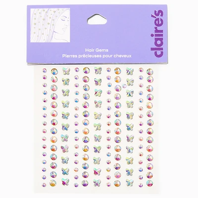 Aurora Butterfly Crystal Hair Gems - 153 Pack
