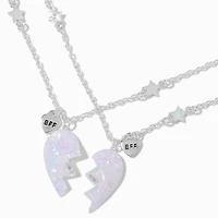 Best Friends Iridescent Split Heart Pendant Necklaces - 2 Pack
