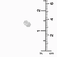 Silver-tone Cubic Zirconia 6mm Round Stud Earrings