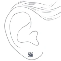 Silver-tone Cubic Zirconia 5mm Round Stud Earrings