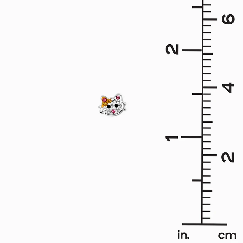 Sterling Silver Crystal Cat Stud Earrings