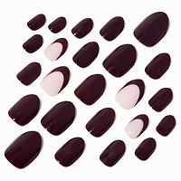 Burgundy French Tip Stiletto Press On Vegan Faux Nail Set - 24 Pack