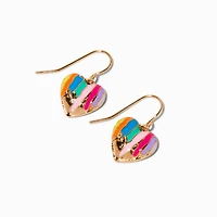 Rainbow Drippy Heart Drop Earrings