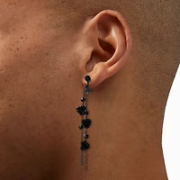 Black Rose Vines 2" Clip-On Drop Earrings
