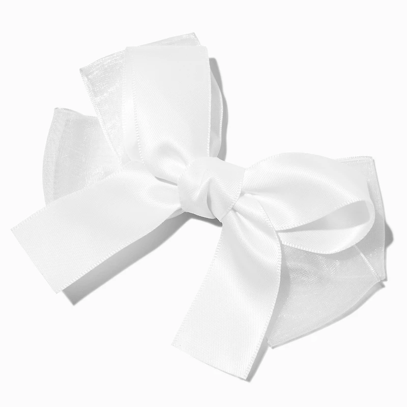 Claire's Club White Satin Chiffon Hair Bow Clip