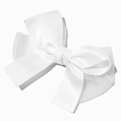 Claire's Club White Satin Chiffon Hair Bow Clip
