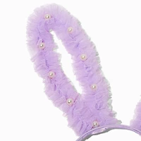 Purple Tulle & Pearl Bunny Ears Headband
